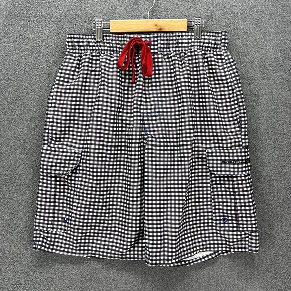 Beverly Hills Polo Club Trunks Mens Small Swimming Shorts Black White Check - Picture 1 of 14